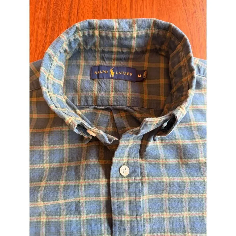 Polo Ralph Lauren Men's Green Plaid Long Sleeve Button-Down - Size M